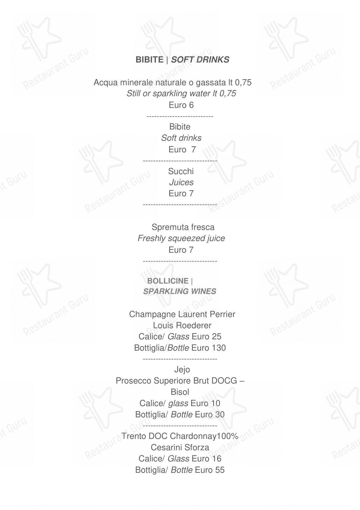 Menu di Le Maschere - Menu