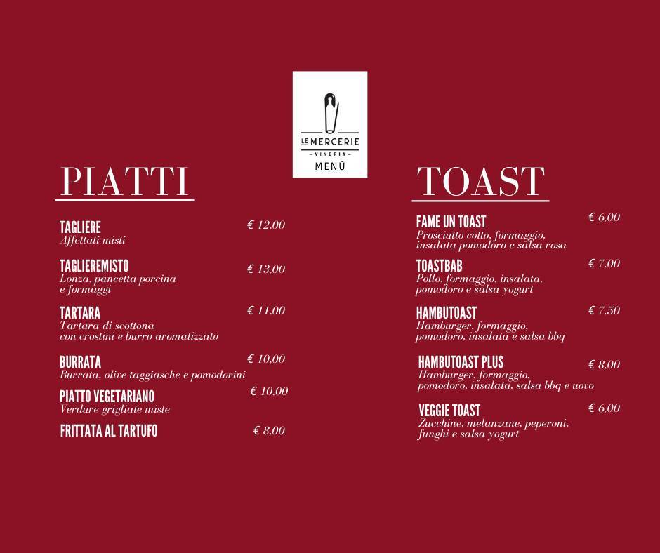 Menu di Le Mercerie 