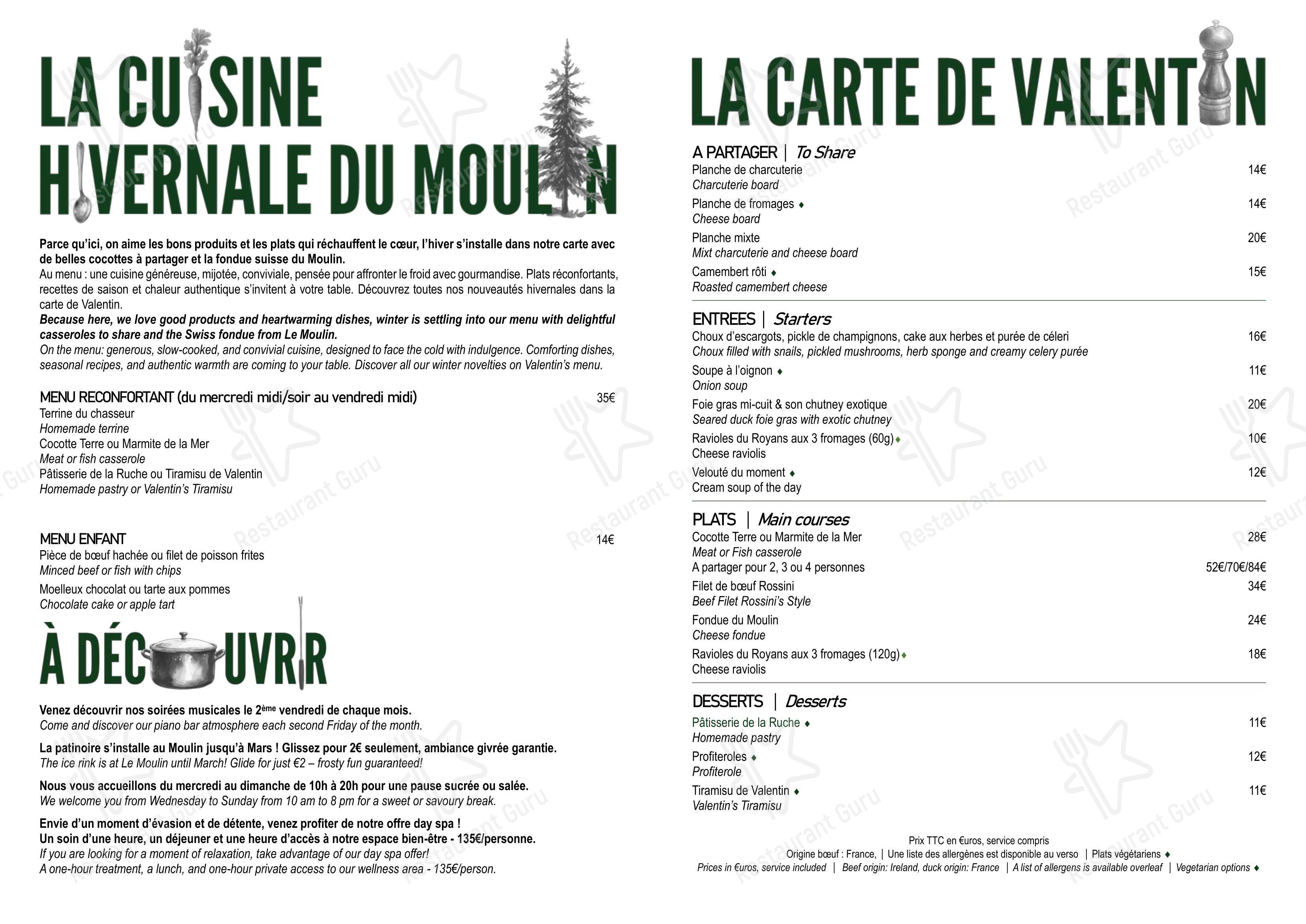 Le Moulin de Fourges dans Fourges - Menu