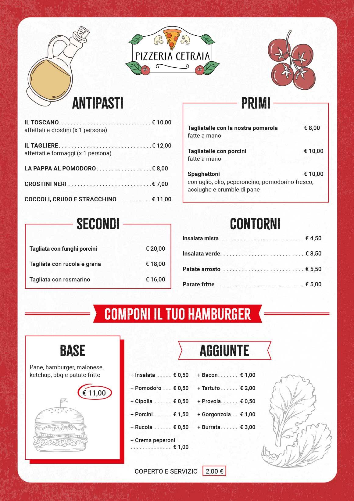Menu di Pizzeria Cetraia 