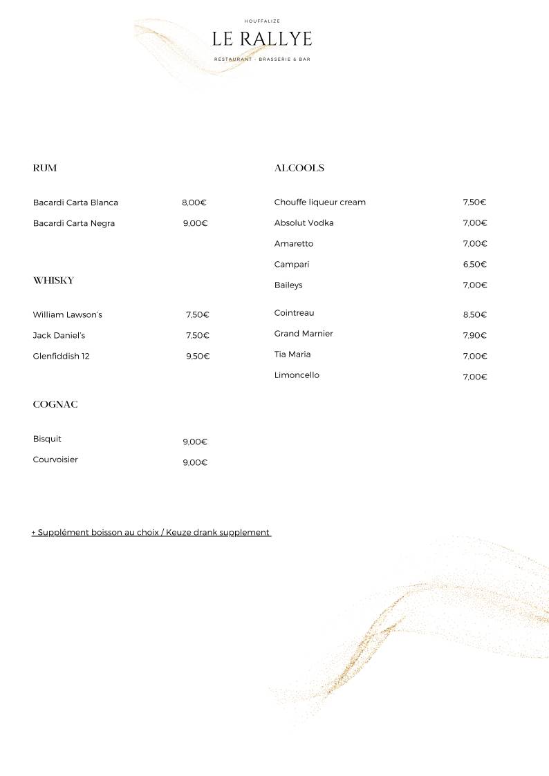 Menu de Le Rallye