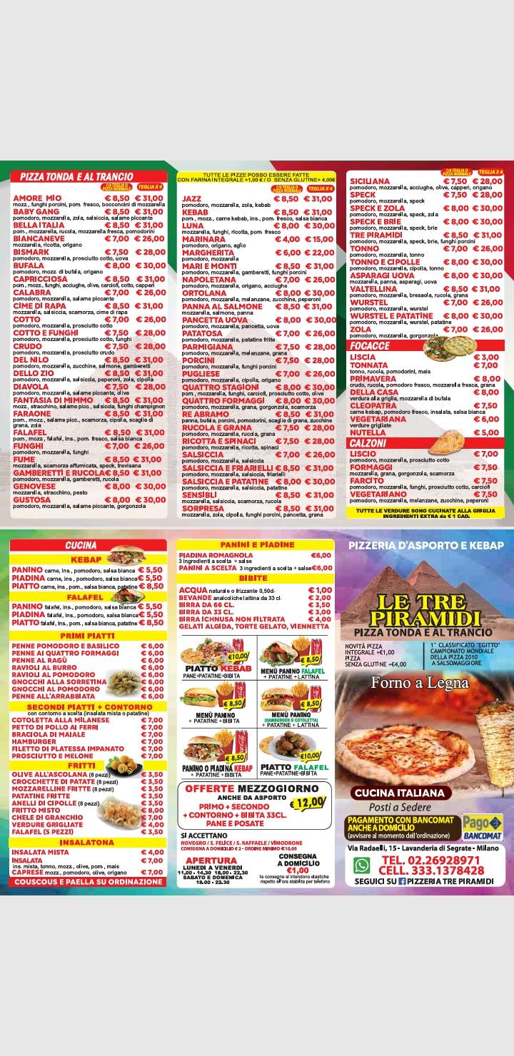 Menu di Le Tre Piramidi 