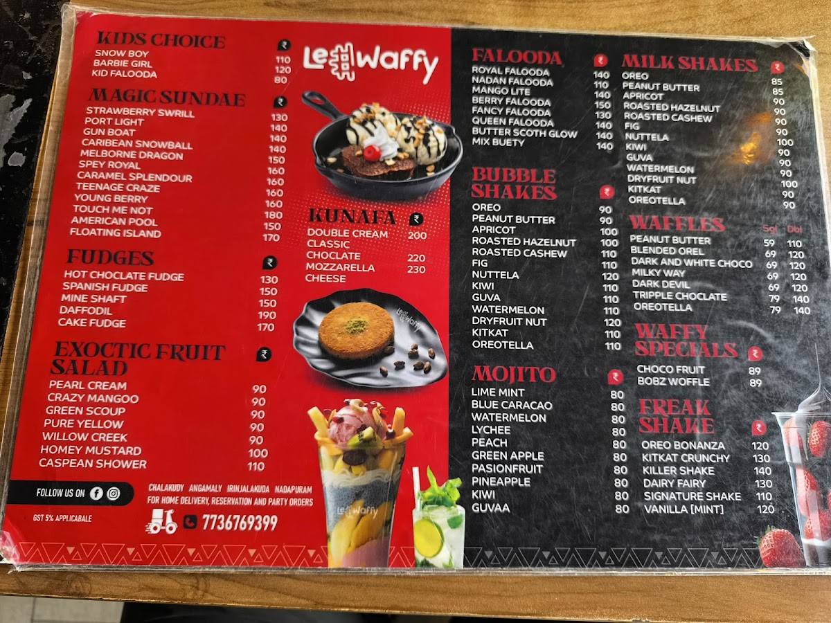 Le Waffy menu