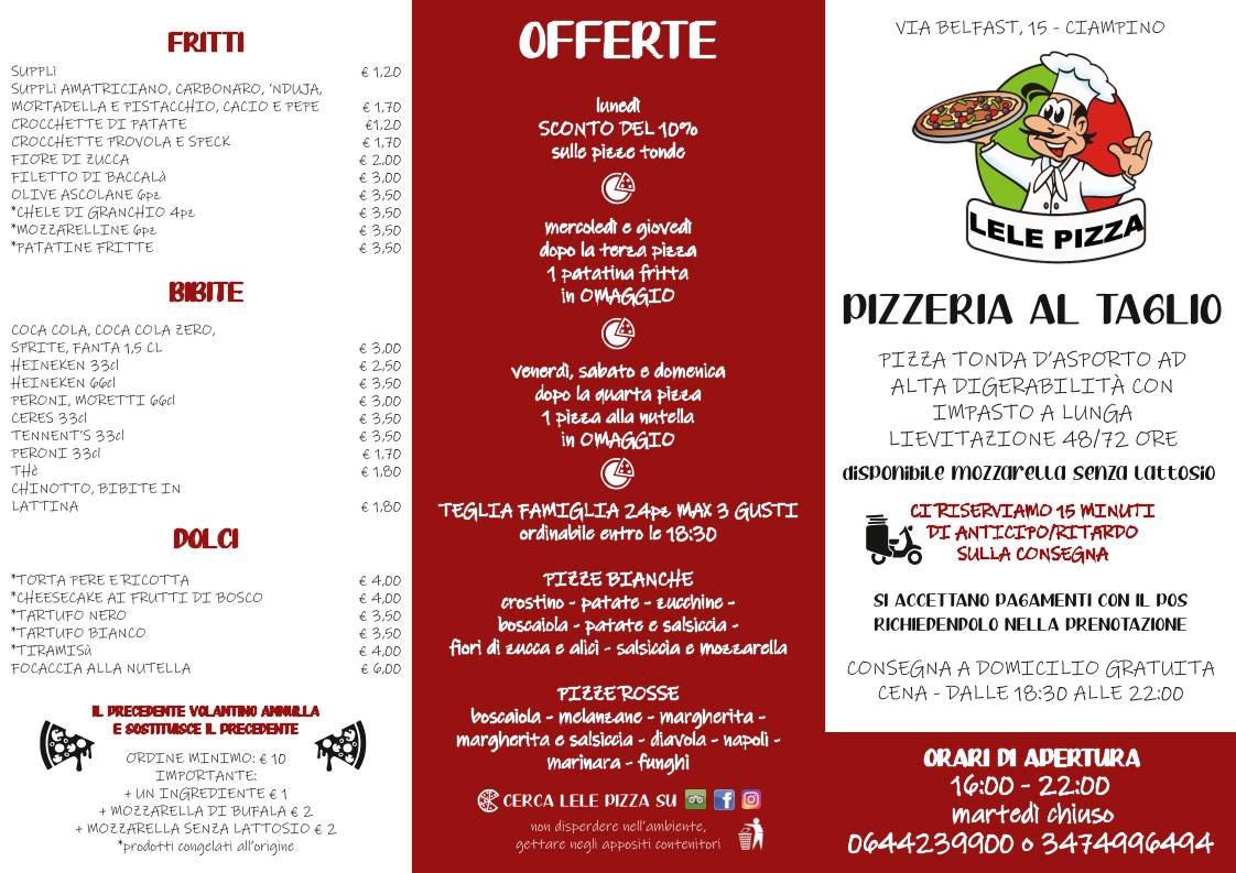 Menu di Lele Pizza Ciampino 