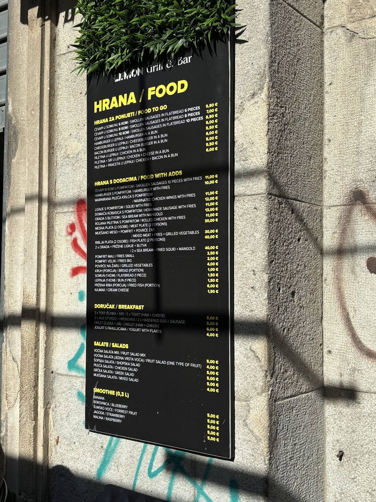 Menu de Lemon Grill&Bar