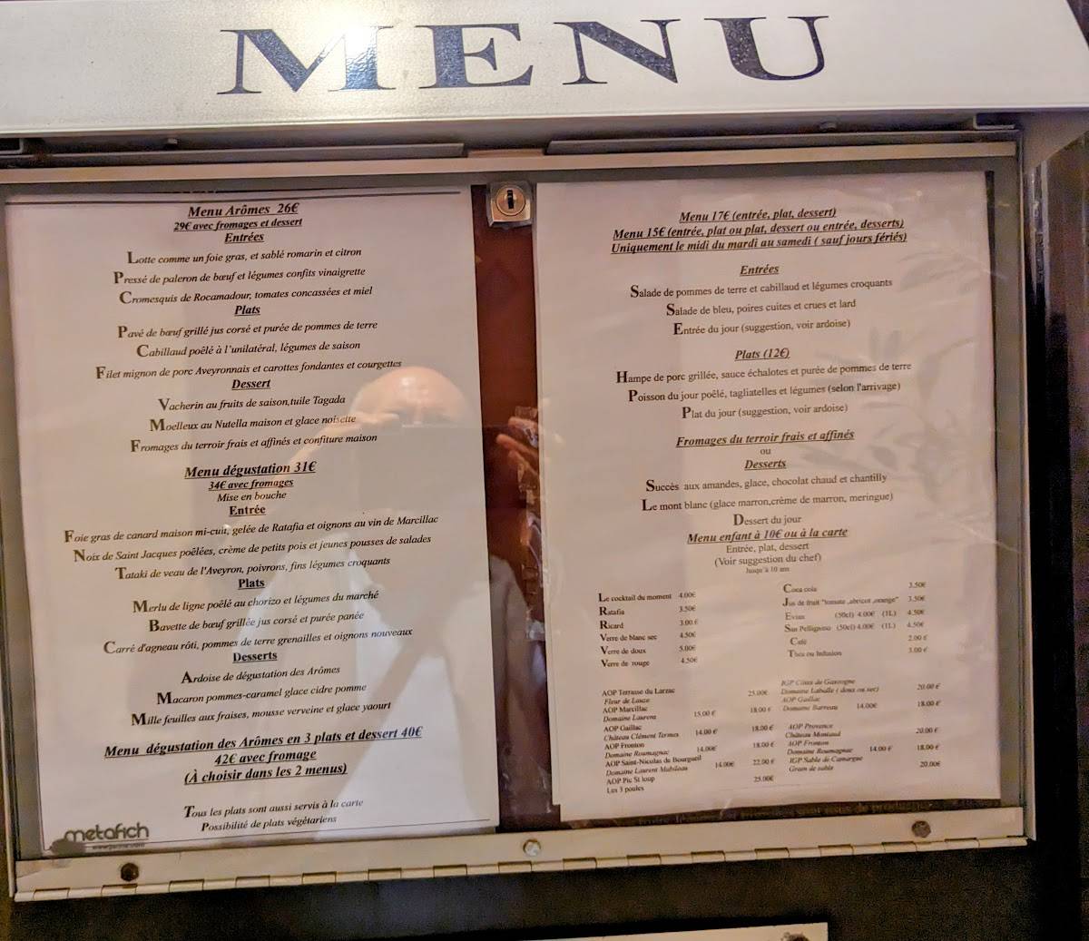 Menu de Les Arômes