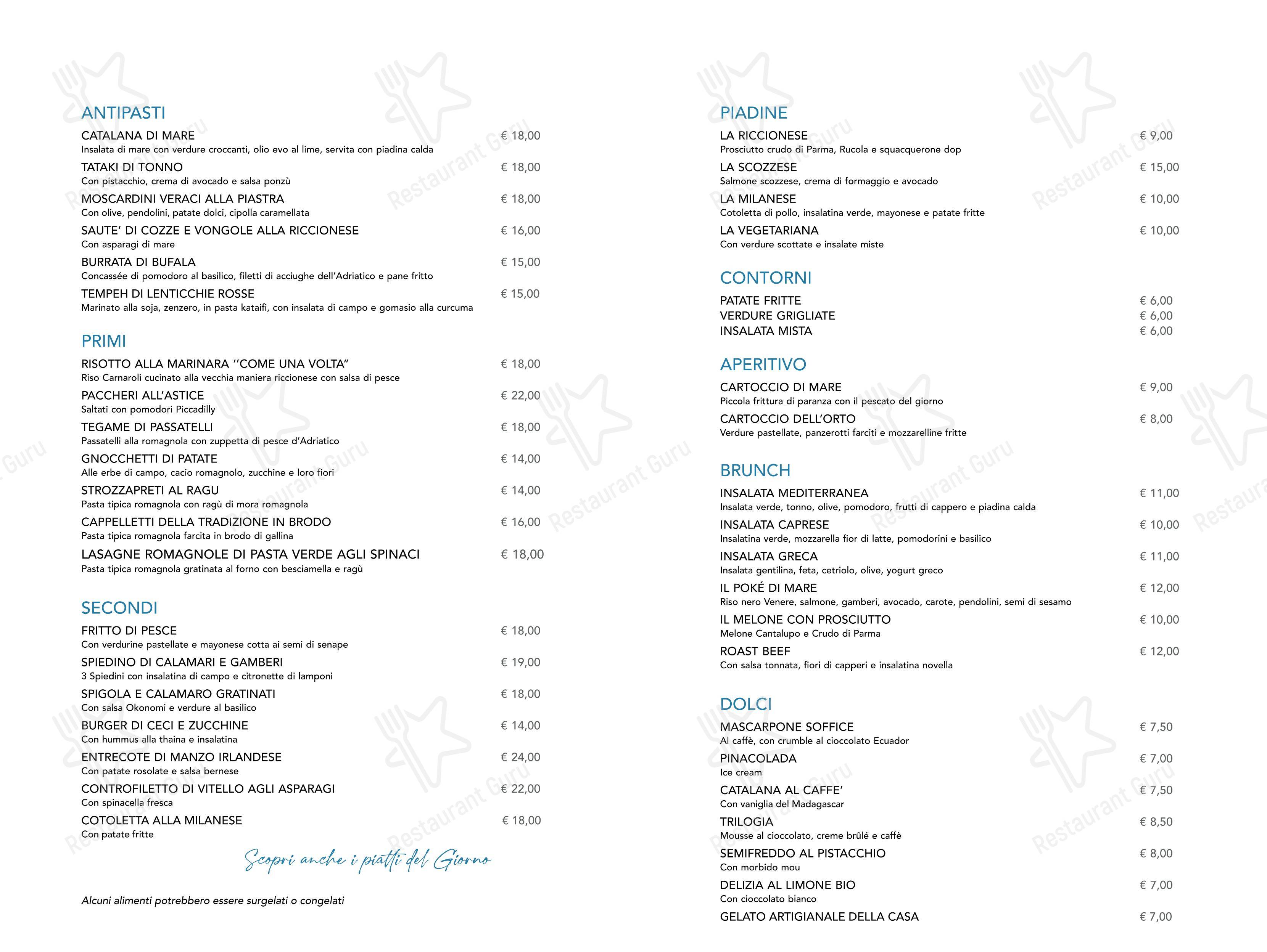 Menu di Libeccio Lounge Bar Riccione - Menu