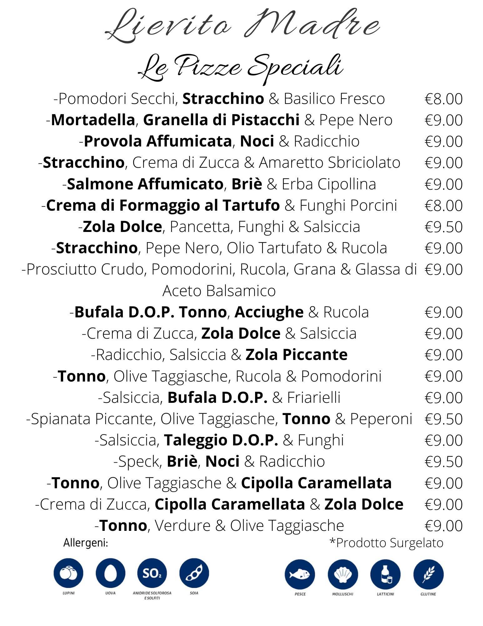 Menu di Lievito Madre
