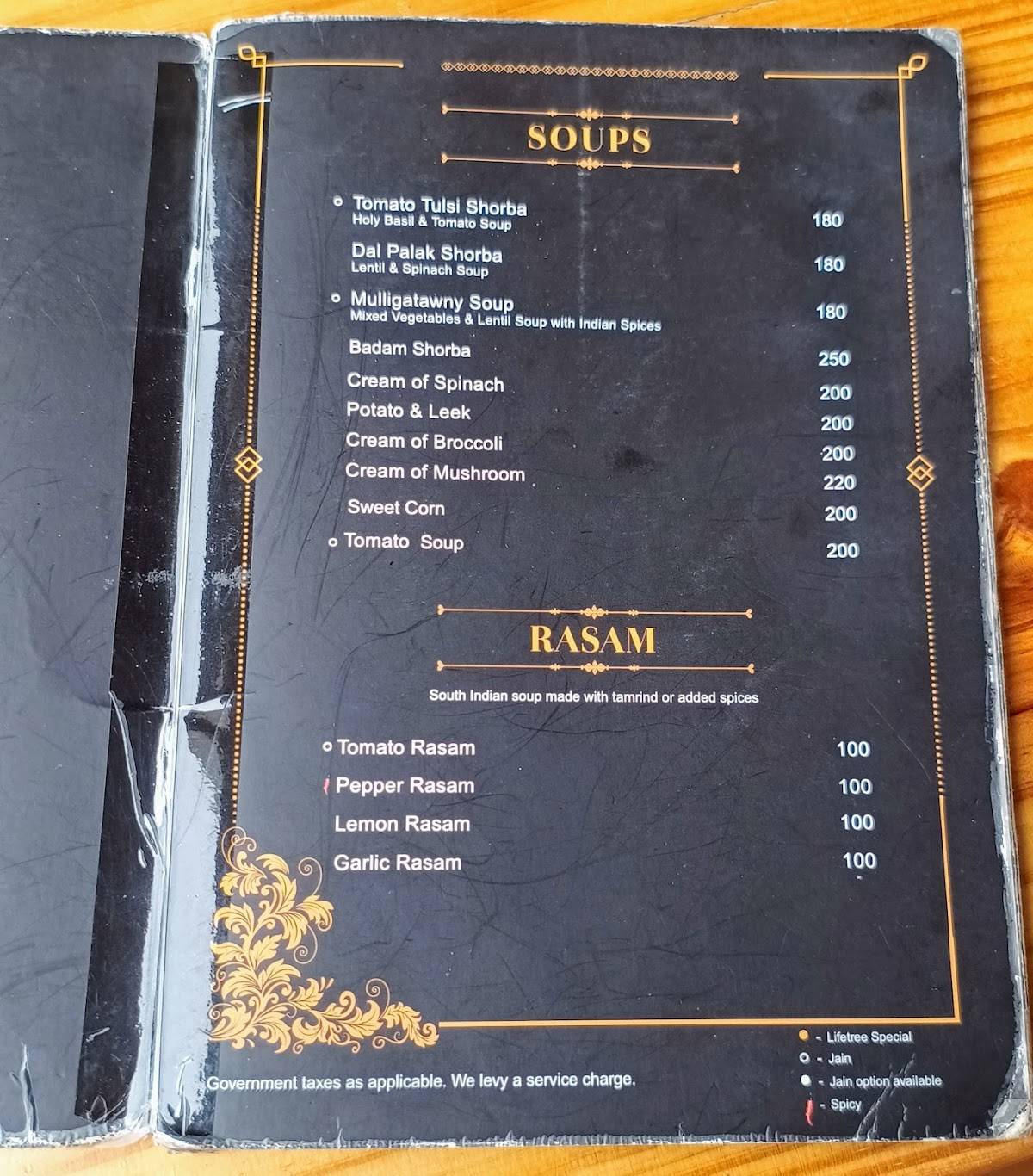 Lifetree : Inspired Vegetarian Cuisine menu