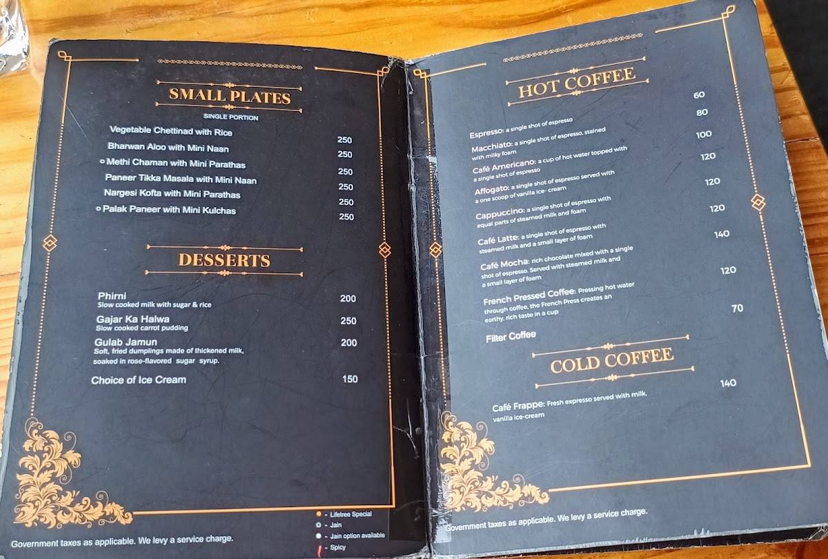 Lifetree : Inspired Vegetarian Cuisine menu