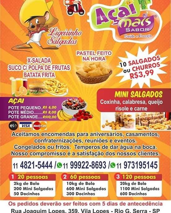Ligeirinho Salgados cardápio