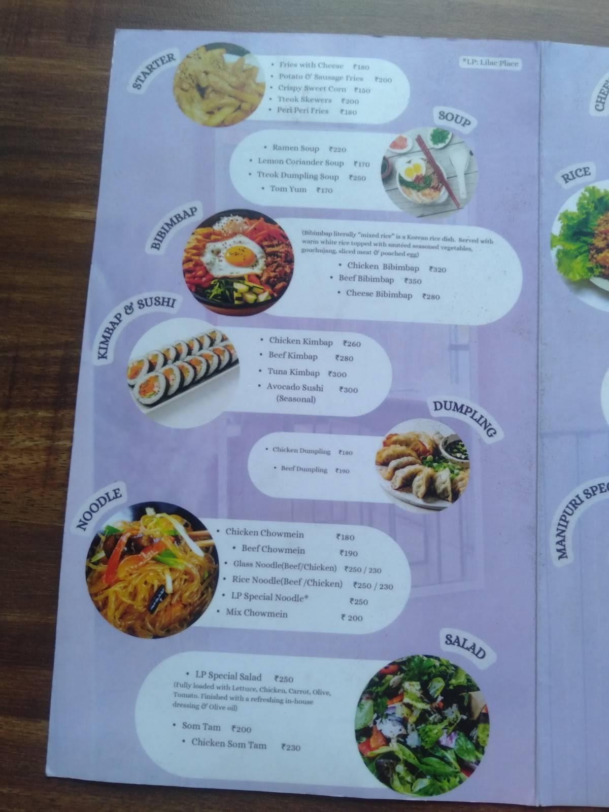 Lilac Place menu