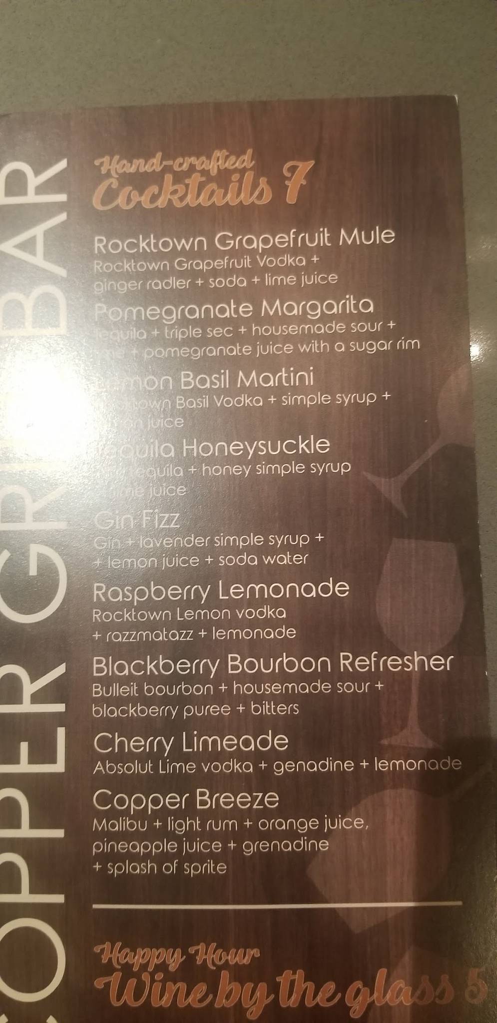 Menu At Copper Grill Pub Bar Little Rock 300 E 3rd St 101