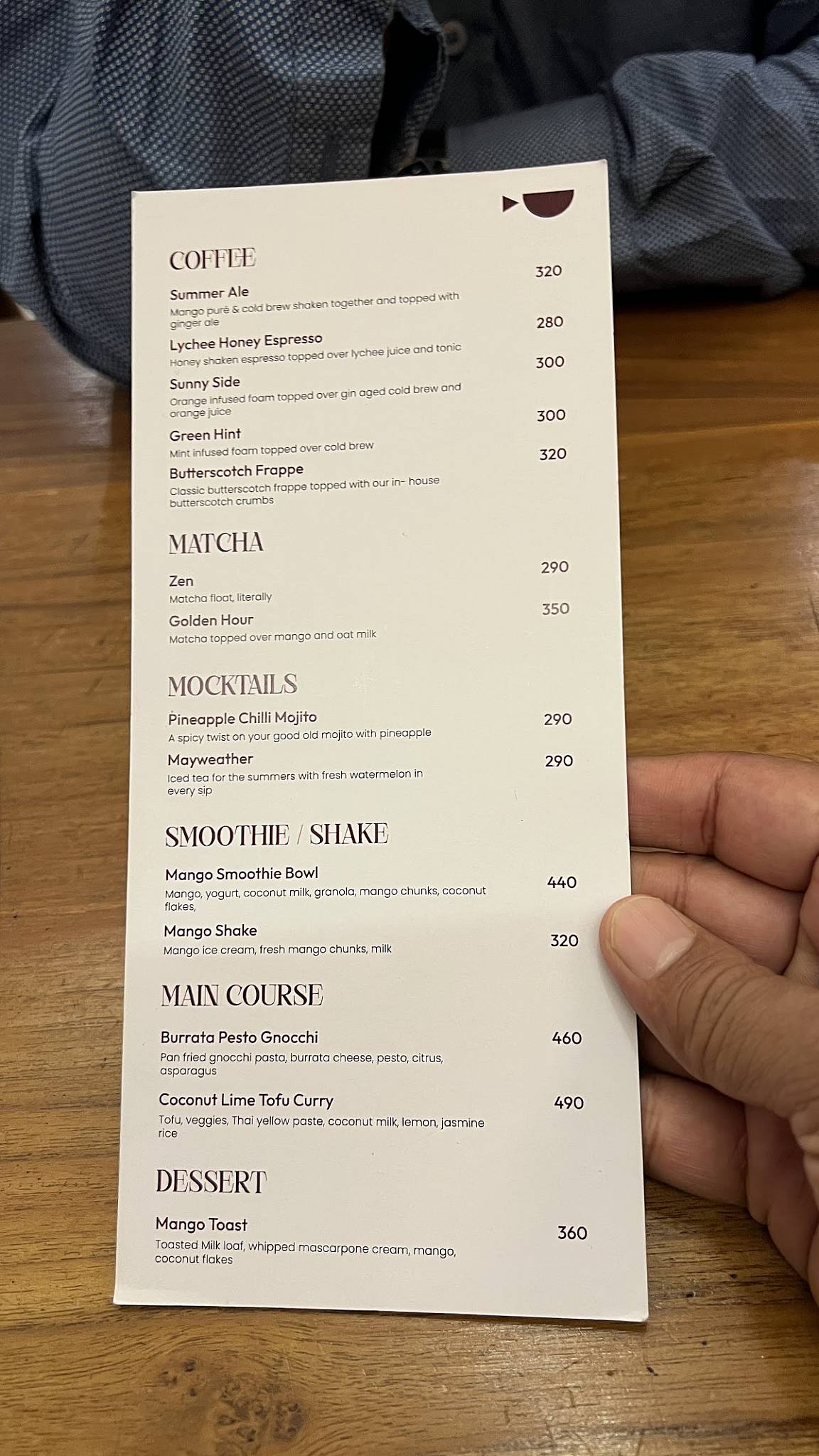 Livestream Coffee Vesu menu