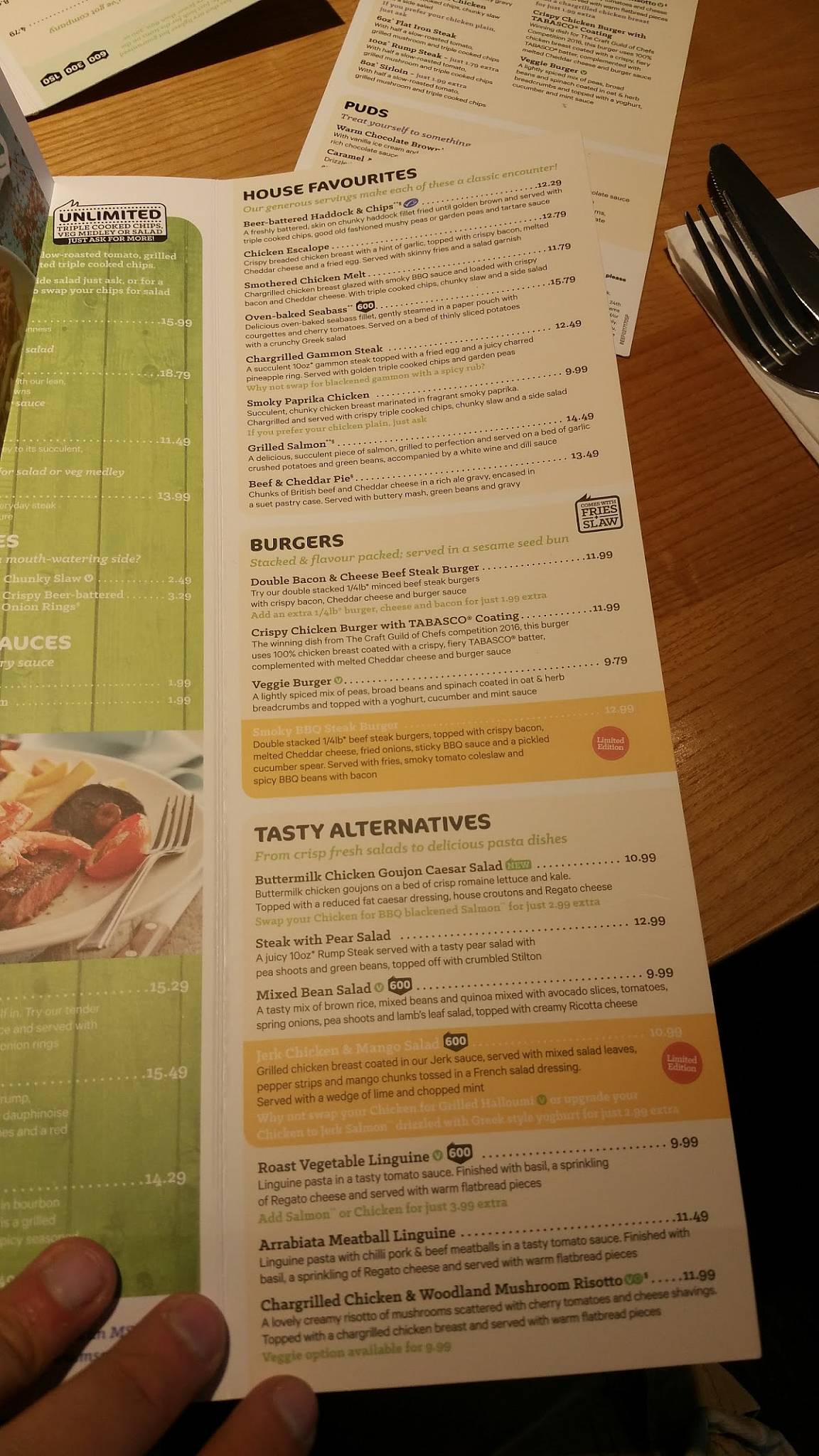 Menu at The Longbow Beefeater steakhouse, Llantrisant