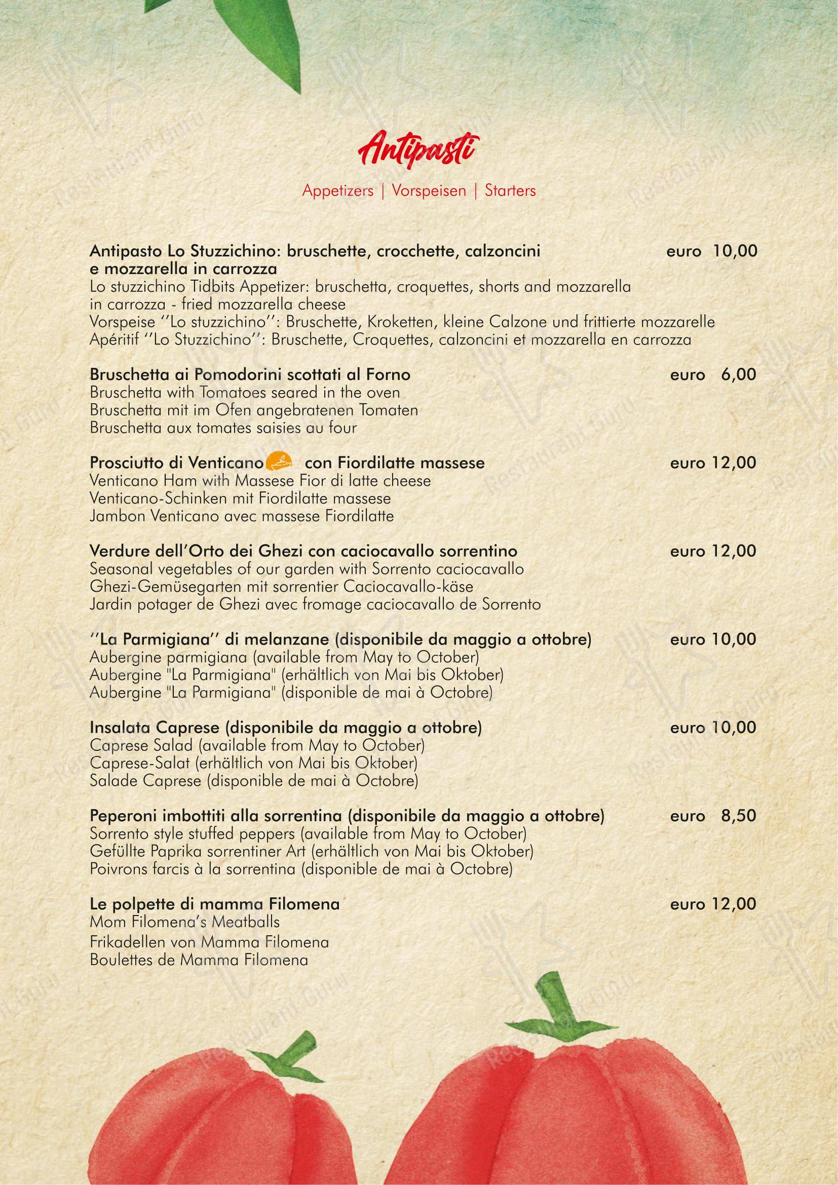 Lo Stuzzichino in Massa Lubrense - Menu
