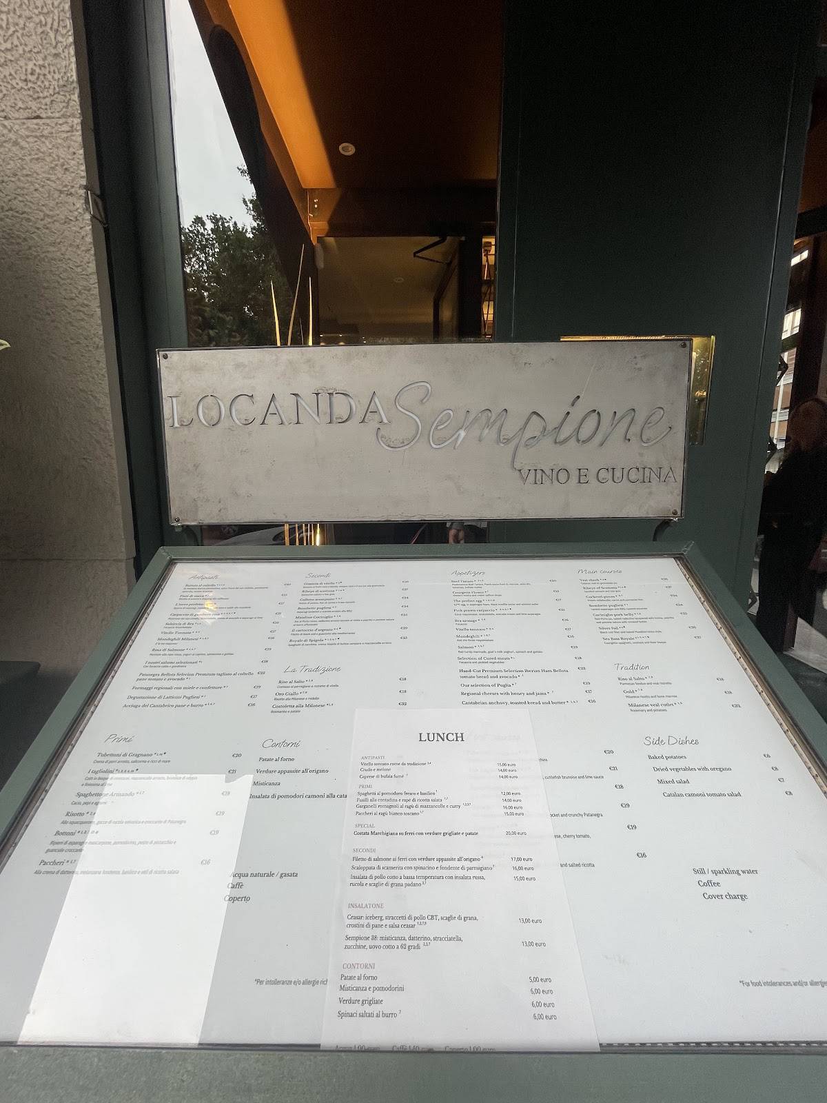 Menu di Locanda Sempione