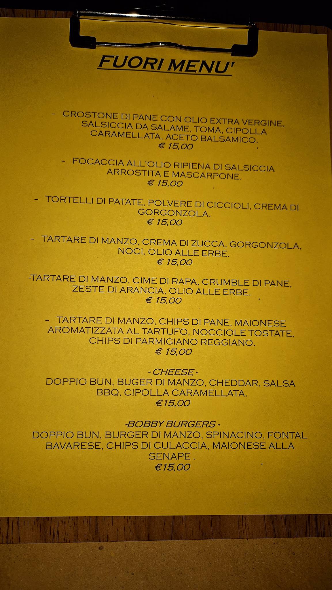 Menu di Locanda da Emilio 
