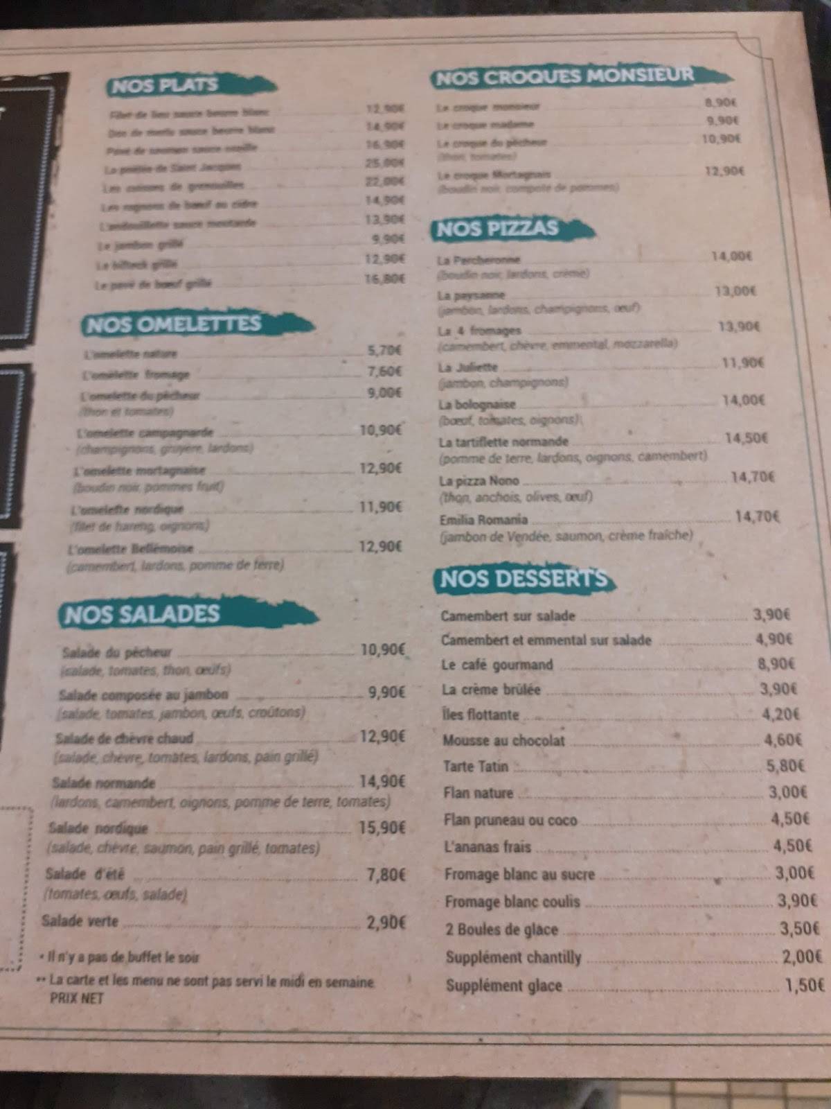 Menu de Logis Hôtel Restaurant L'Escale