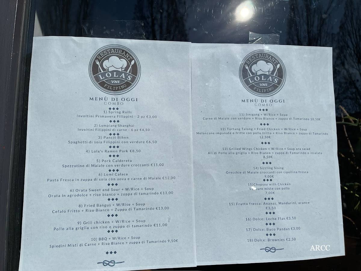 Menu di Lola's 