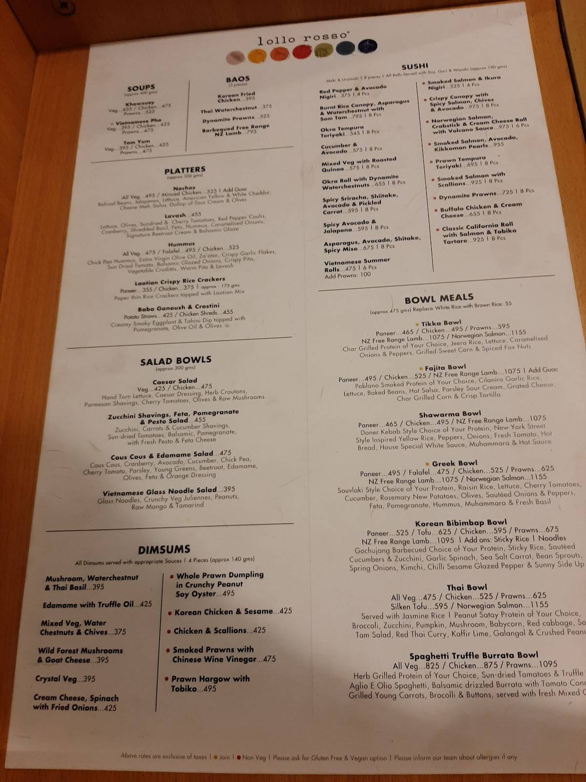 Lollo Rosso Vadodara menu