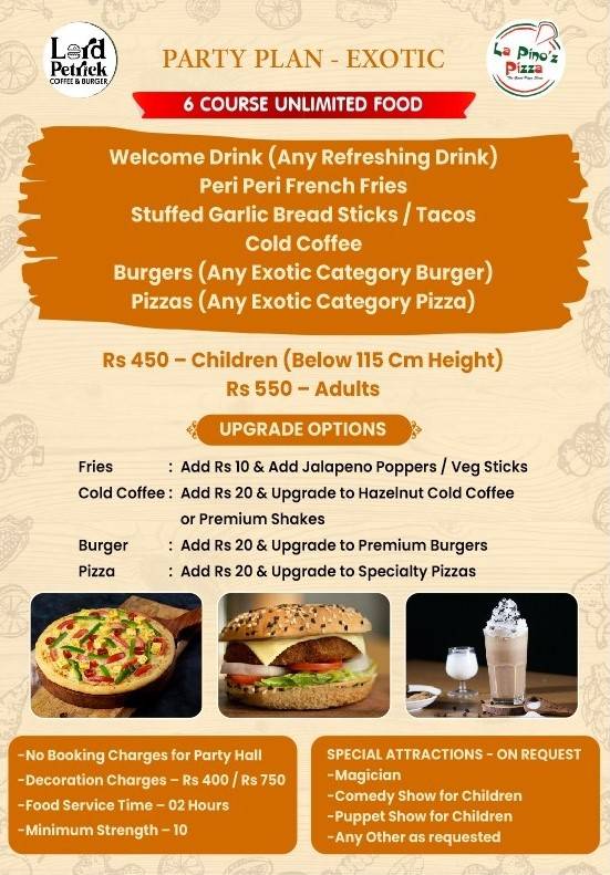 Lord Petrick Coffee & Burger menu