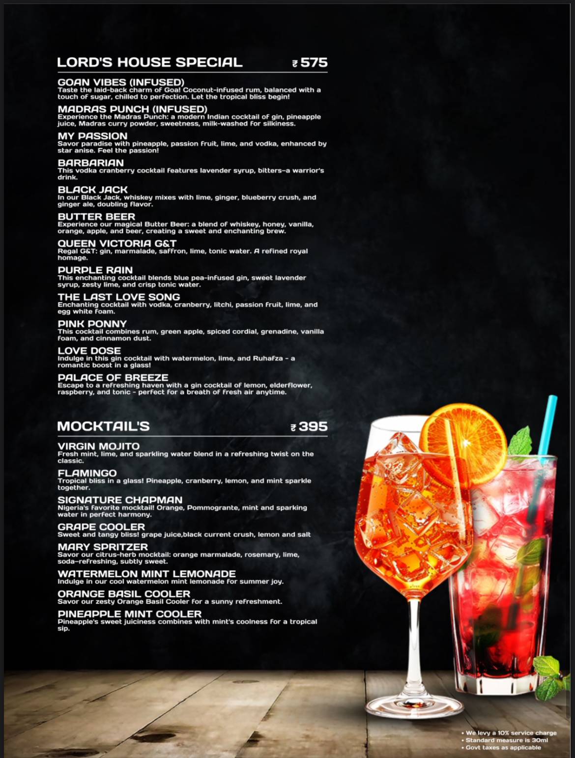 Lord of the Drinks Ranchi menu