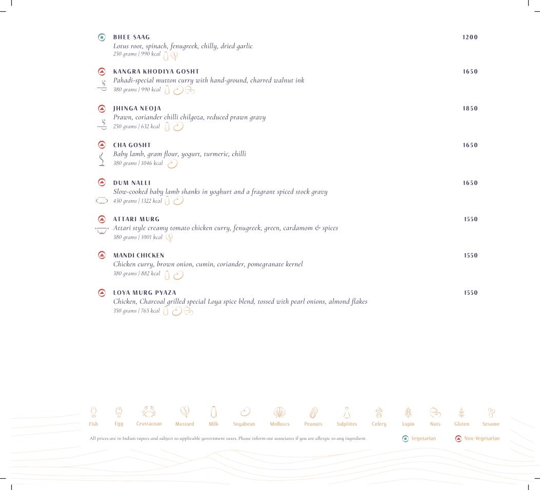 Loya - Taj West End, Bengaluru menu