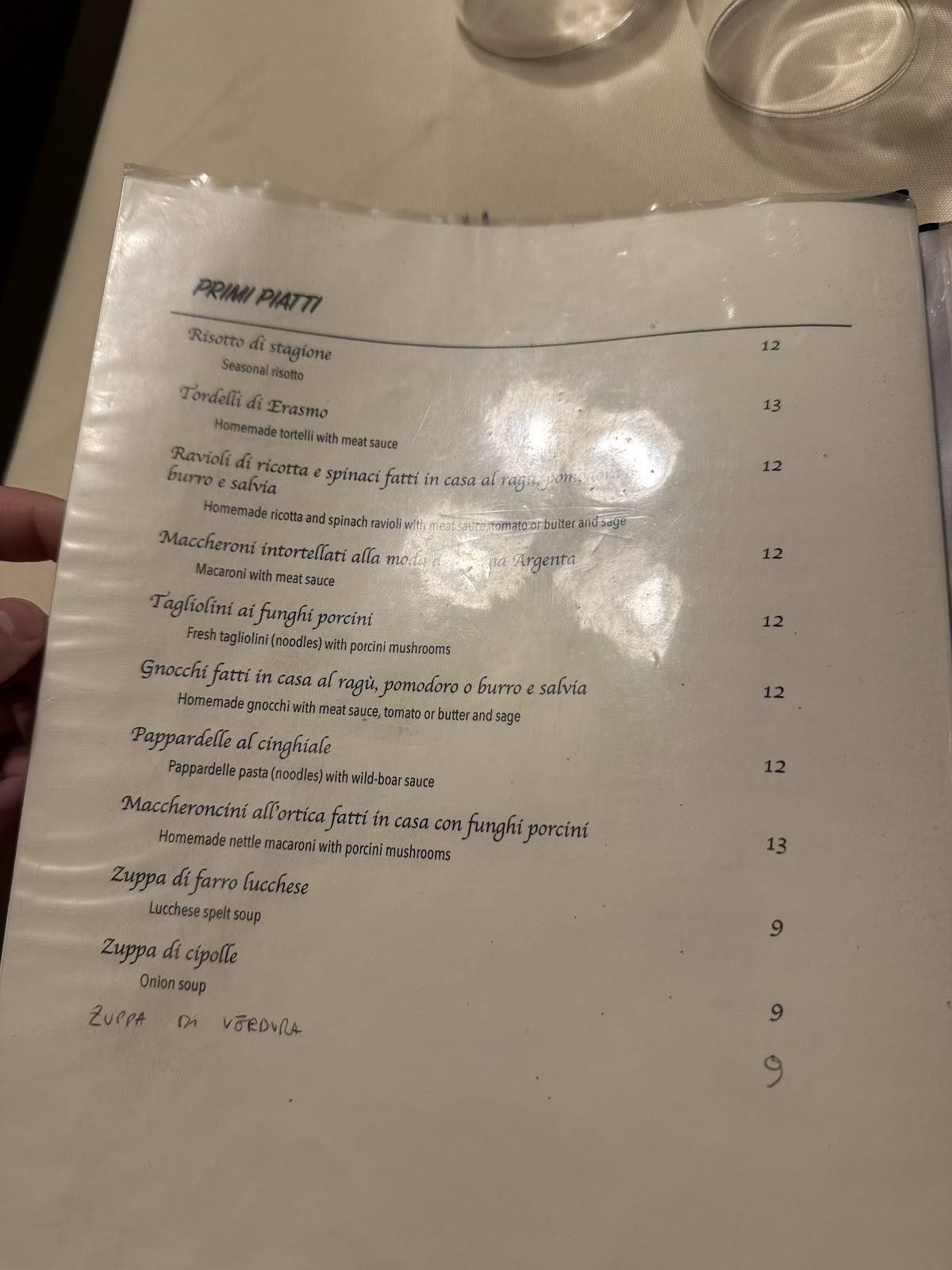 Menu di Ristorante Erasmo 