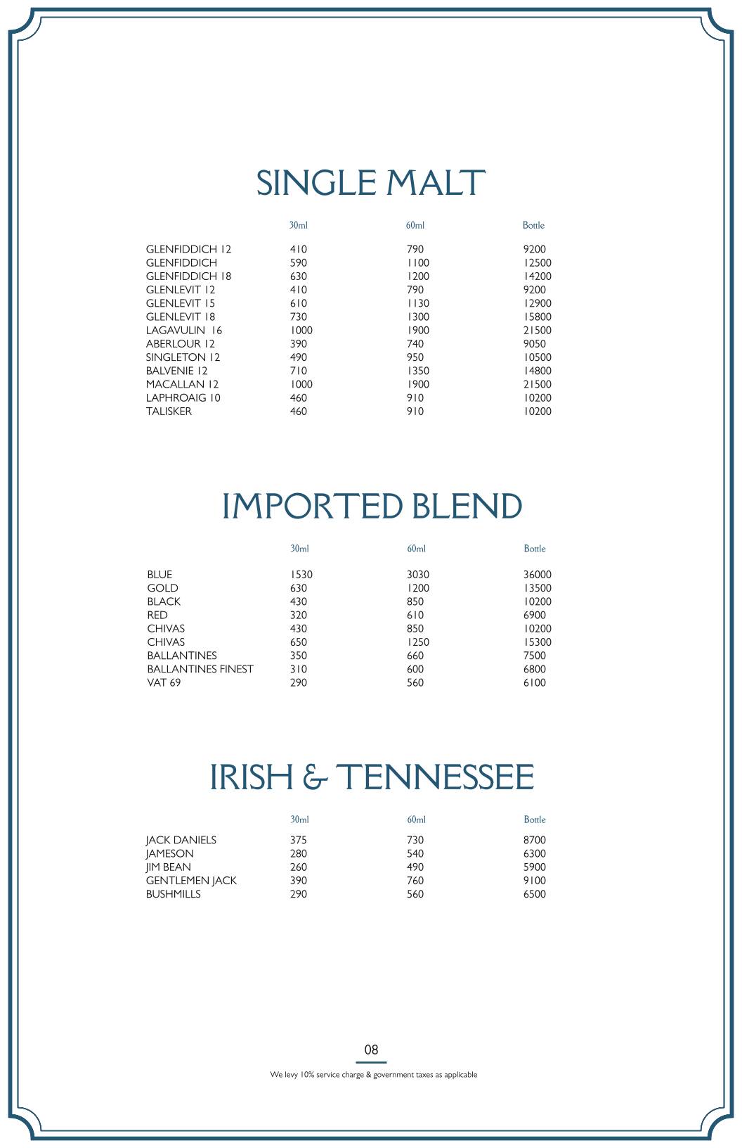 Penthouse at Home Sweet Home menu