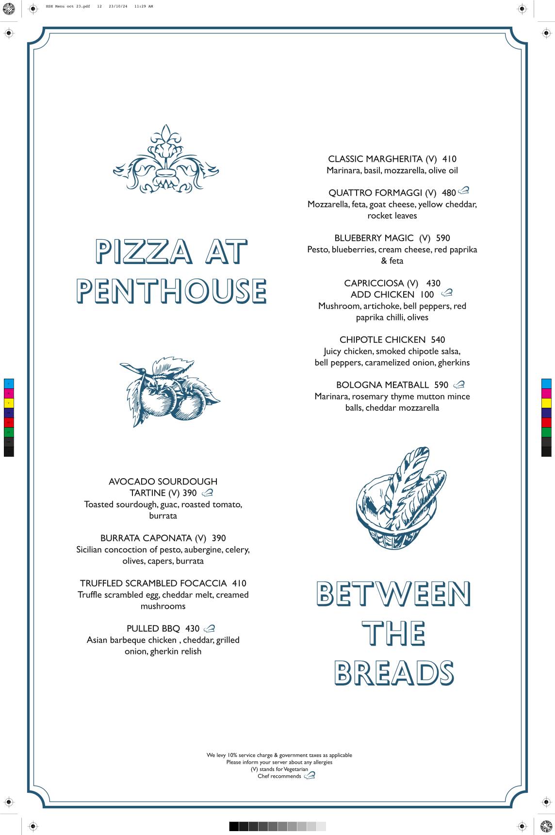 Penthouse at Home Sweet Home menu