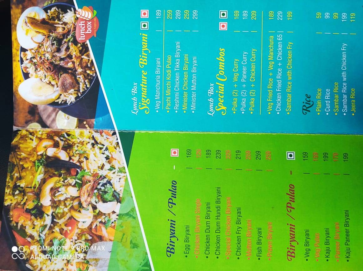 Lunch Box menu