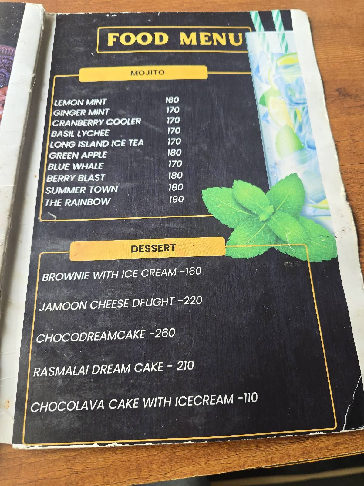 MAD GRILL ROOFTOP RESTAURANT menu