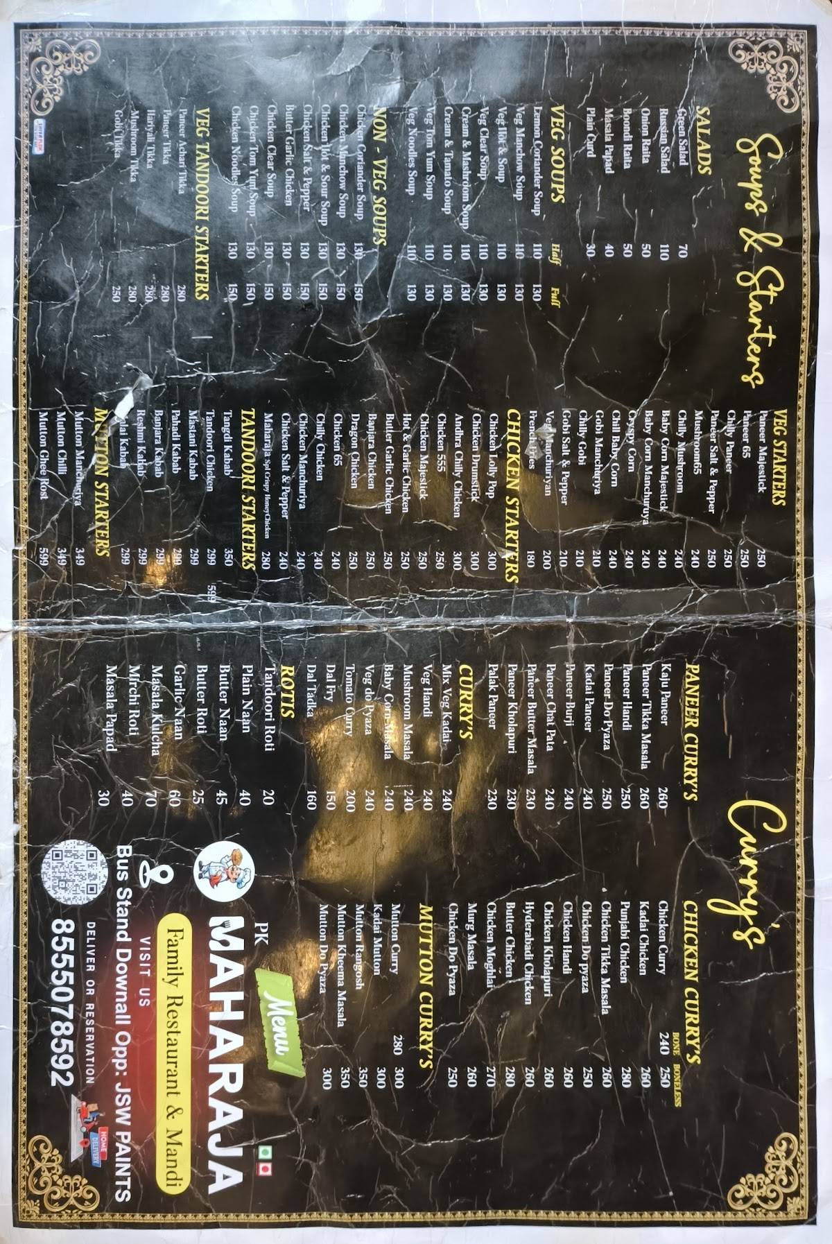 MAHARAJA FAMILY RESTAURANT AND MANDI menu