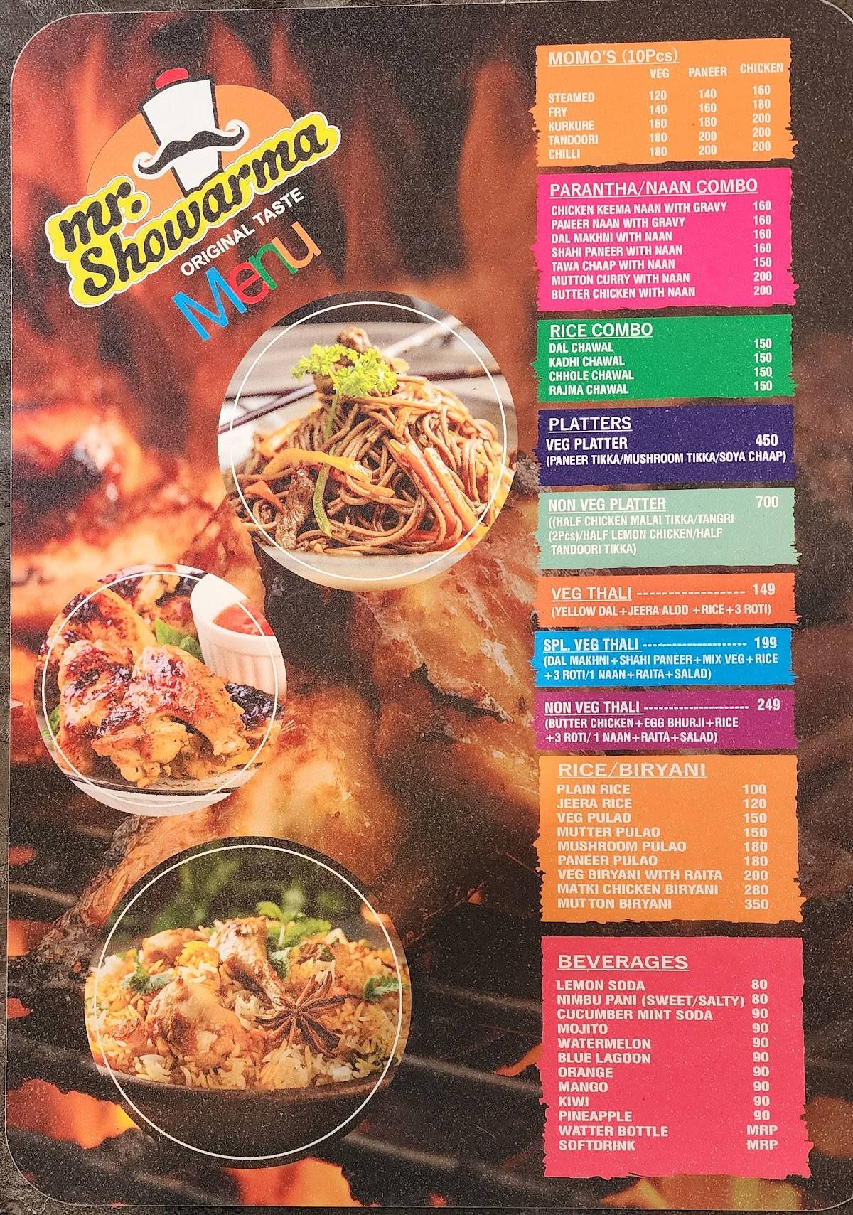 MR SHOWARMA menu