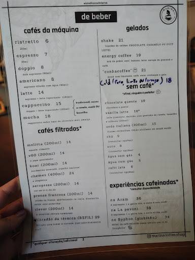 Marina Coffee Shop cardápio