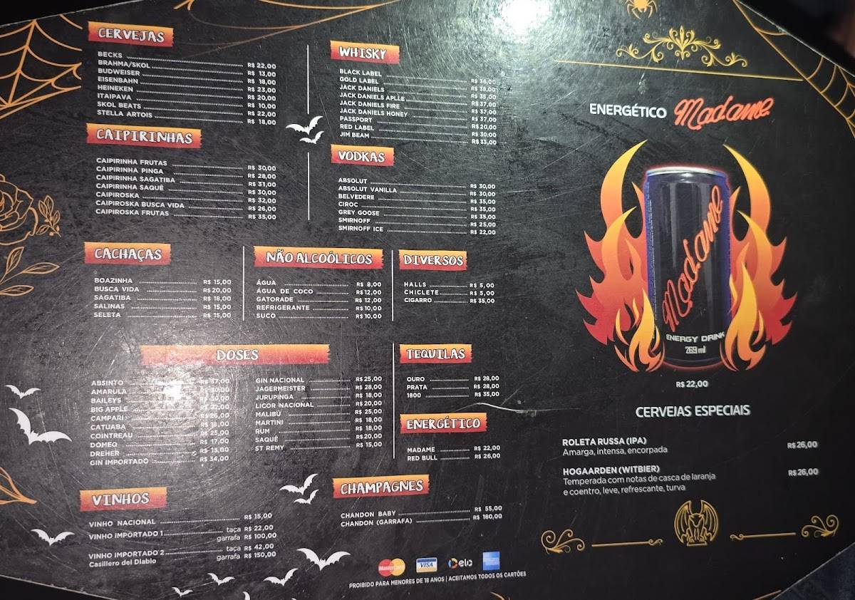 Madame Underground Club cardápio