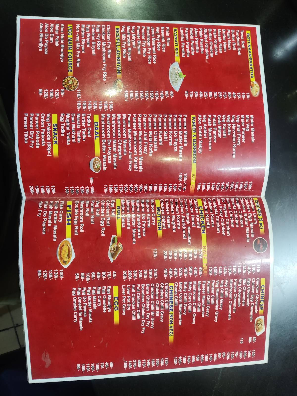 Madan Dhaba Bhojnalaya menu