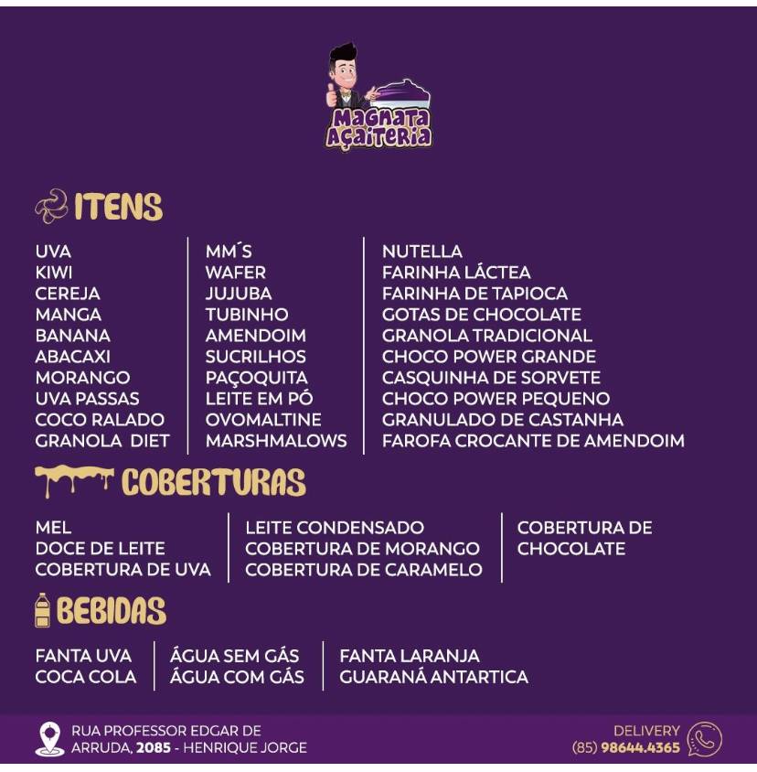 Magnata Food cardápio