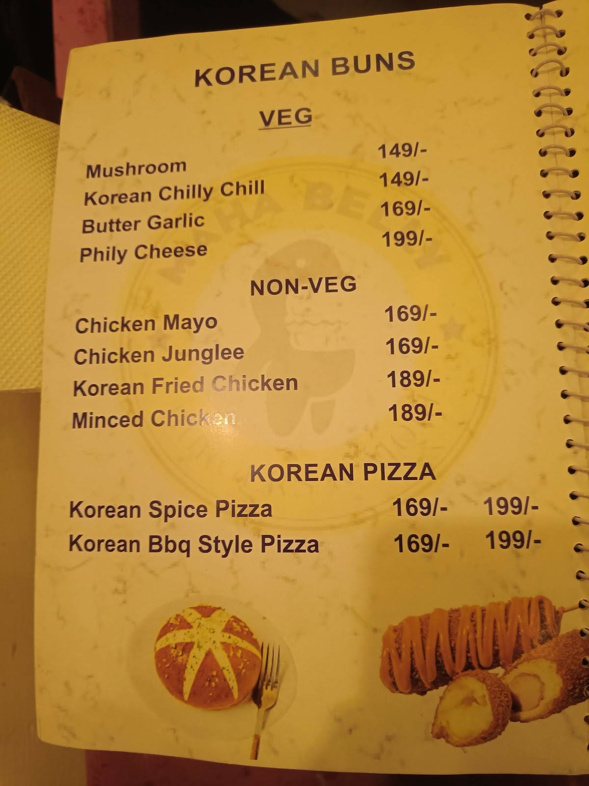 Maha Belly cafe menu