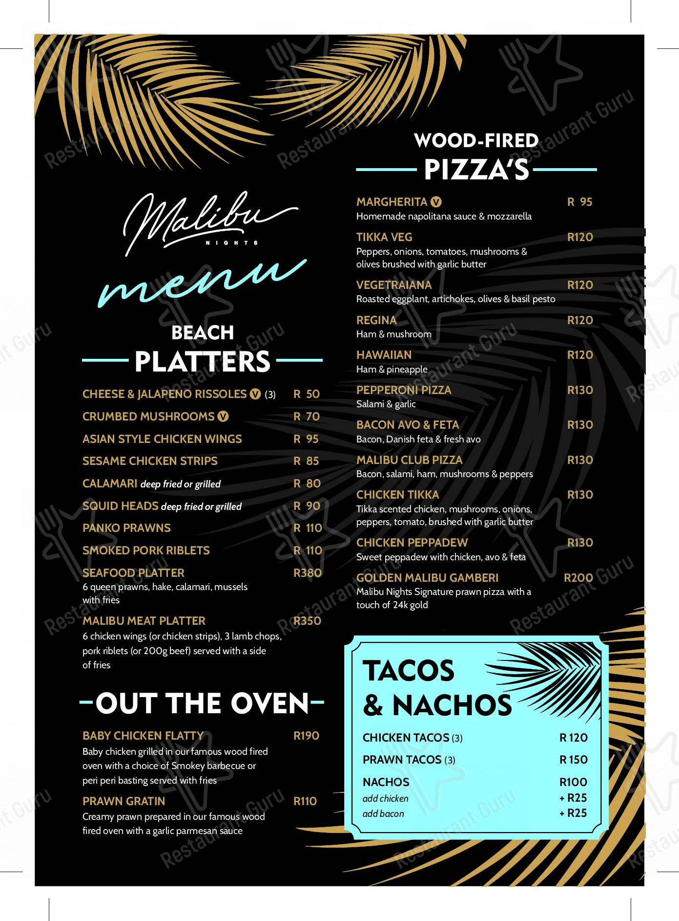 Menu At Malibu Nights Umhlanga Pub Bar Durban menu-at-malibu-nights-umhlanga-pub-bar-durban