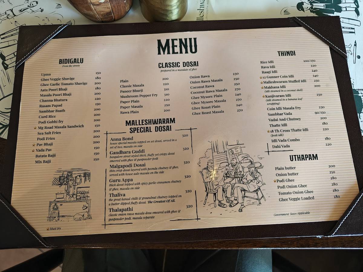 Malleshwaram menu