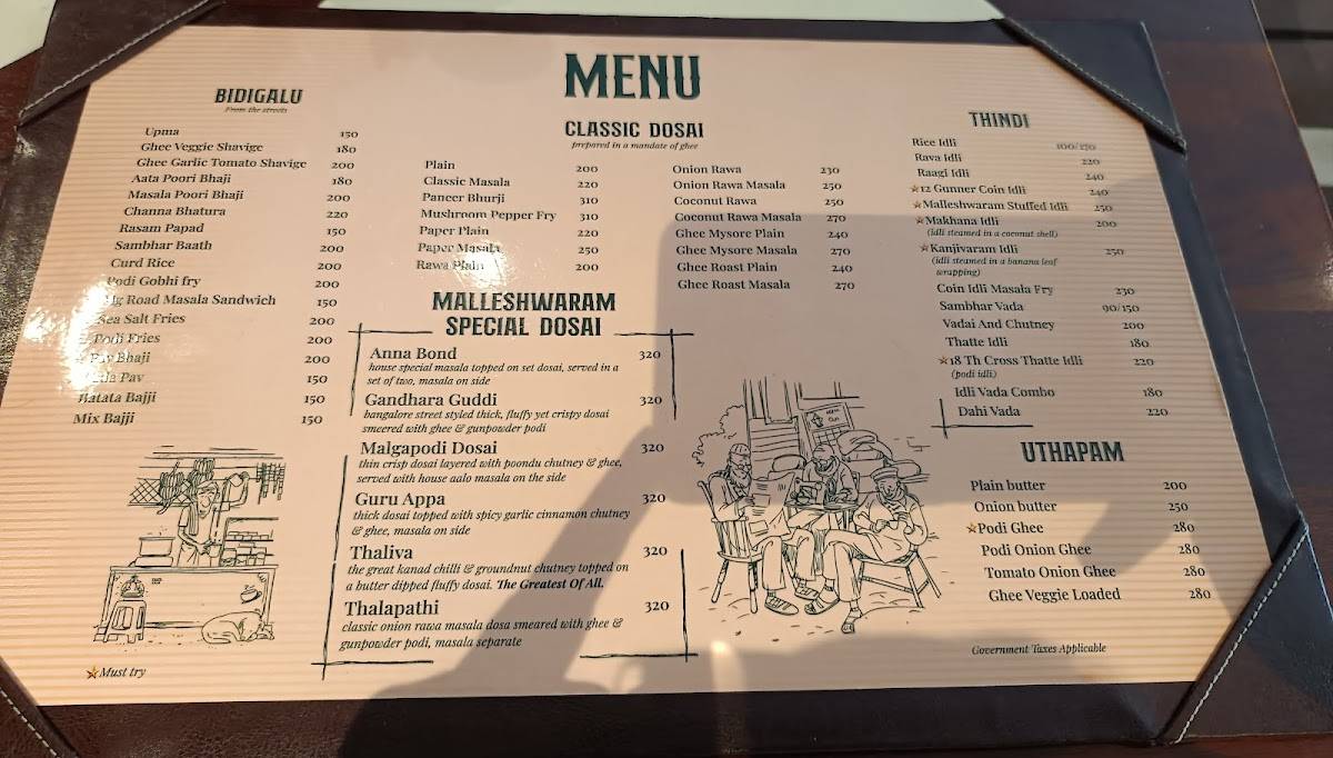 Malleshwaram menu