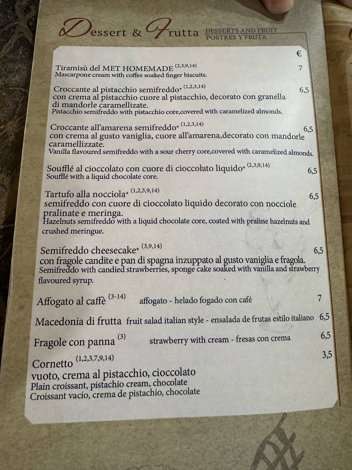 Menu di Mangia e Trevi 