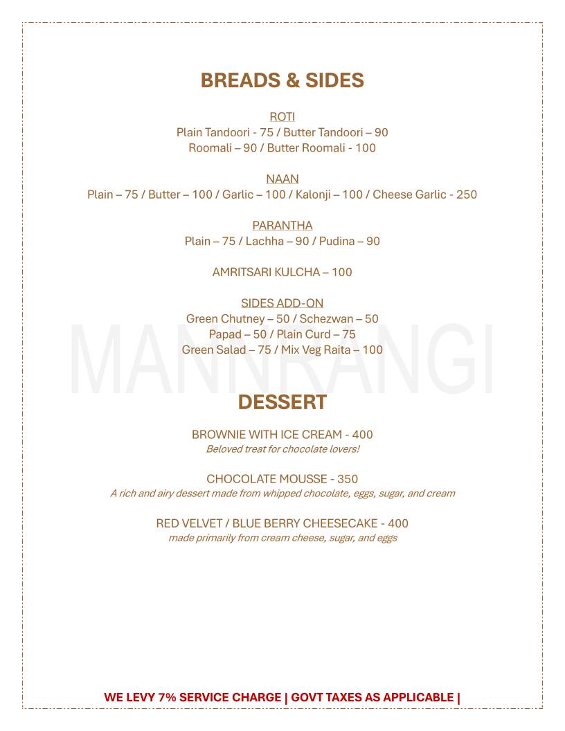 Mannrangi menu