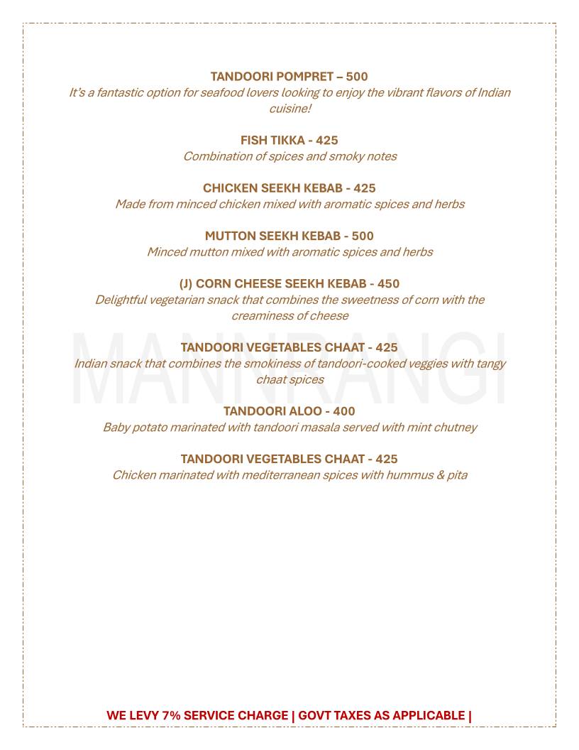 Mannrangi menu