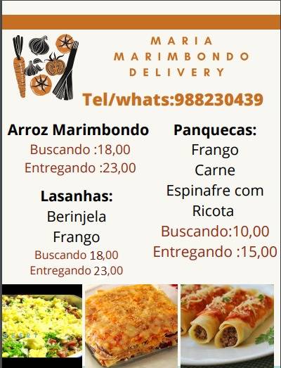 Maria Marimbondo Barbacena MG cardápio