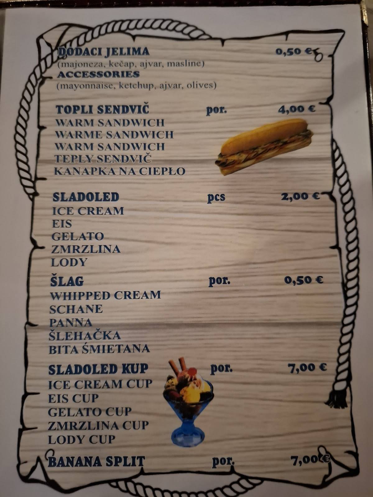 Menu di Marinero 