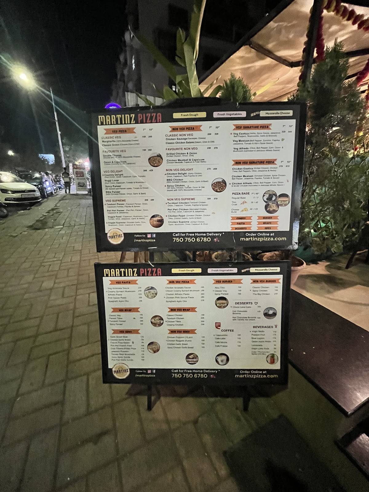 Martinz Pizza menu