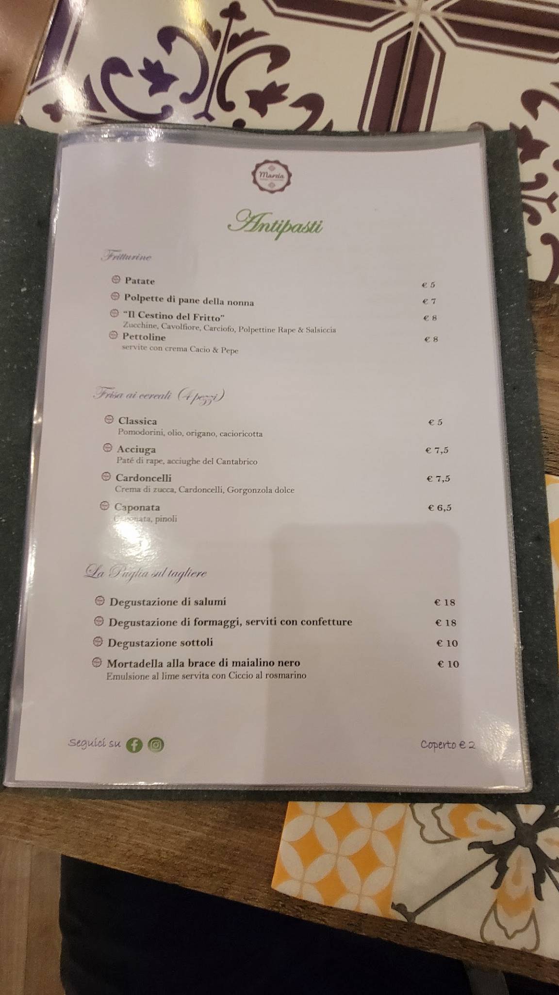 Menu di Marzia 